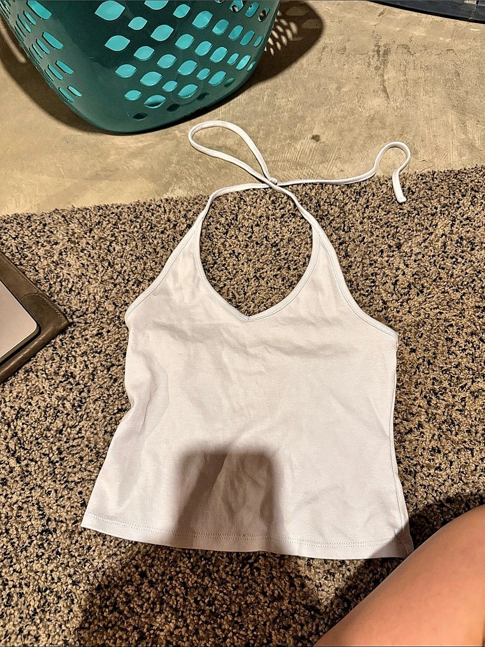Wild Fable White Cropped Tank Top Size Small
